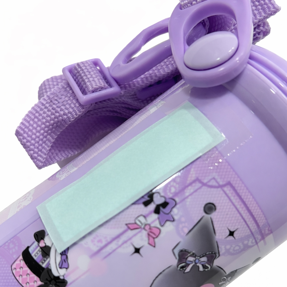 산리오 캐릭터 원터치 어린이 물병 어깨끈 유치원 소풍 물통 400ml, 쿠로미 이미지 6