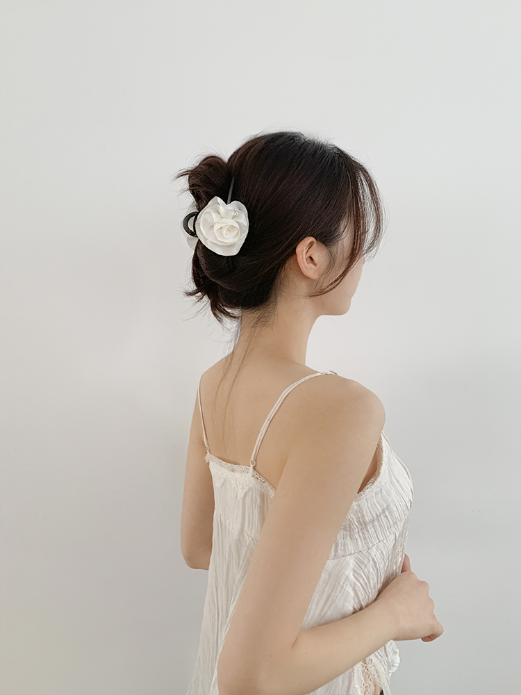 [자체제작/국내생산] 프레쉬 로즈 헤어클로 L - 메탈 장미꽃머리핀 꽃집게핀 백장미 장미삔 - 상세 이미지 5