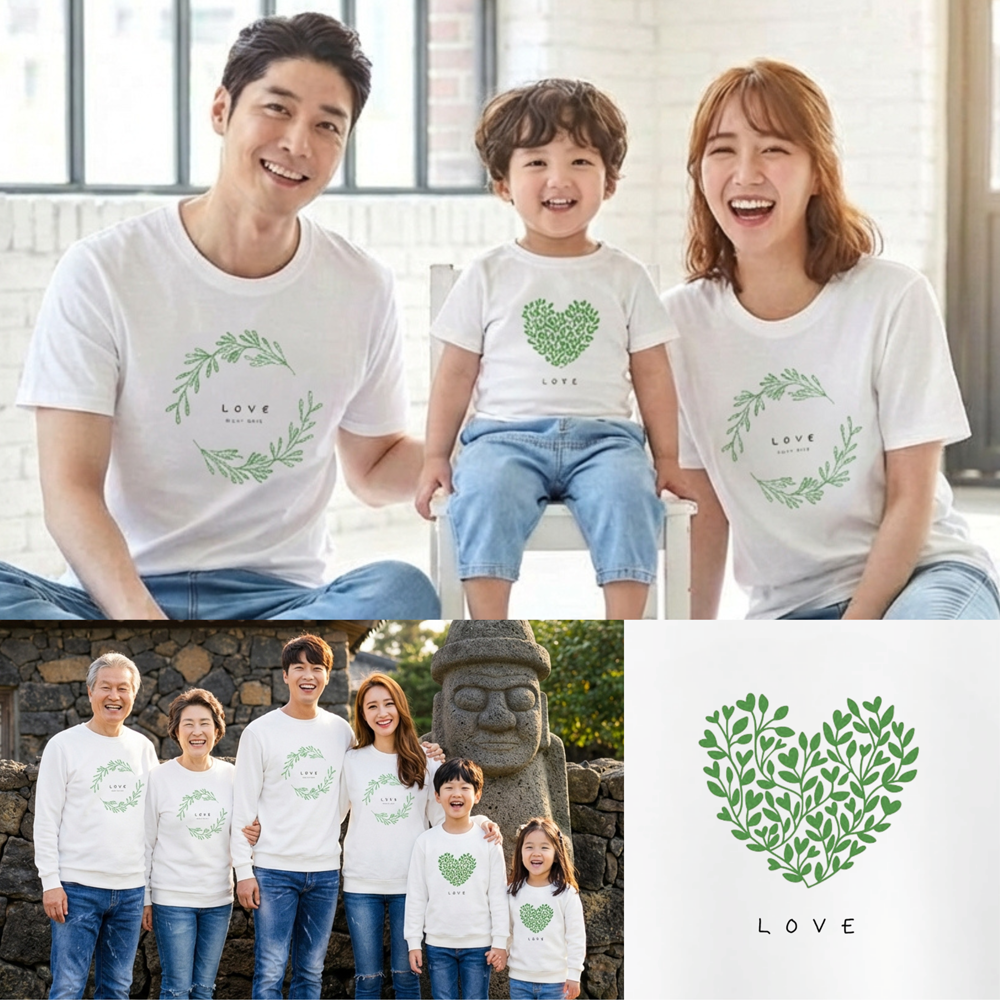몽피마피 러브가든 가족티 패밀리룩 돌촬영 여행 사진의상 반팔 맨투맨 - 상품 이미지