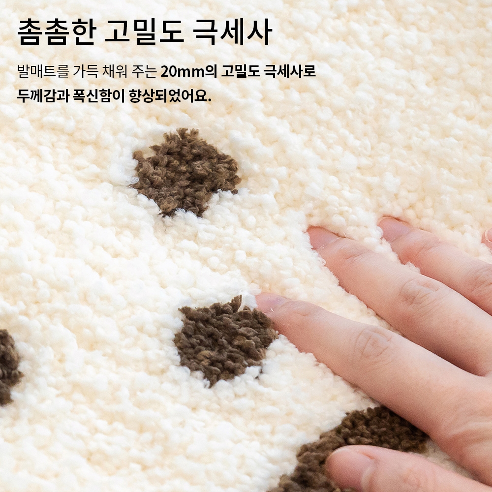 곰돌이 발매트 현관 주방 싱크대 욕실 침대밑 러그 논슬립 로마네 발판 베어 페이스, 56x42.8cm - 상세 이미지 2