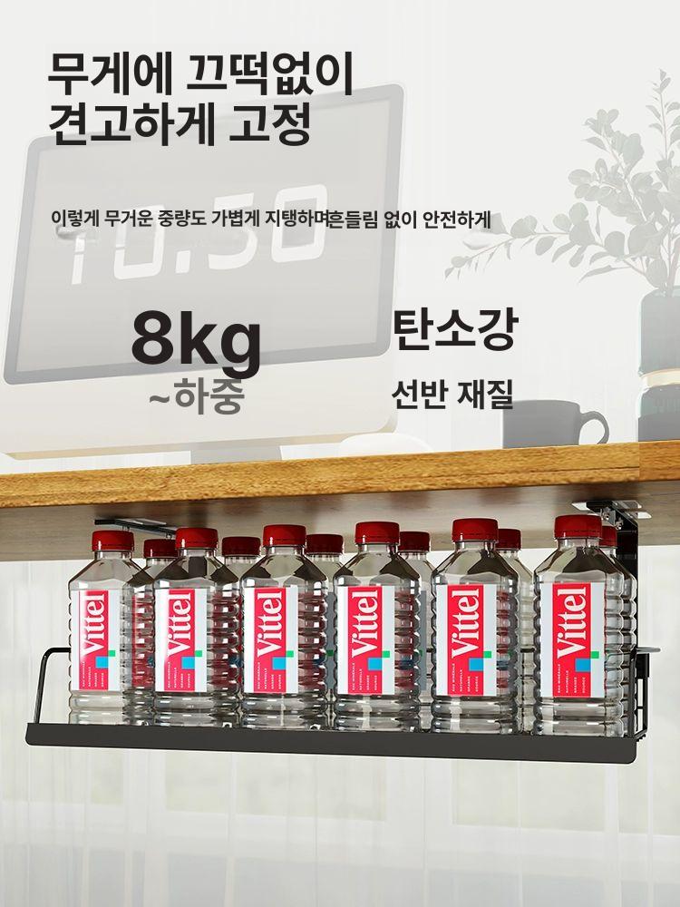 책상선반 걸이형 하단 수납장 정리함 데스크 랙 블랙 대형 (접착식 후크) - 상세 이미지 4