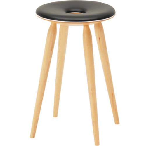 텐도목공 링 스툴 S-3165MP-NT 메이플(내추럴) 시트 V0199 블랙 [텐도목공]