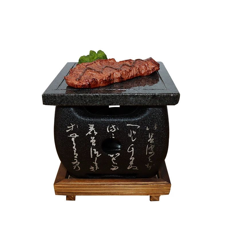 규카츠 화로 일본식 야끼니꾸 숯불 구이판 돌판 실내용 15x15cm 스토브+그릴+15x15x3cm - 상세 이미지 5
