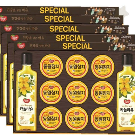 명절 연휴 가족 친지 방문 선물 참치 기름 혼합 세트 나눔 답례 감사 인사 전달
