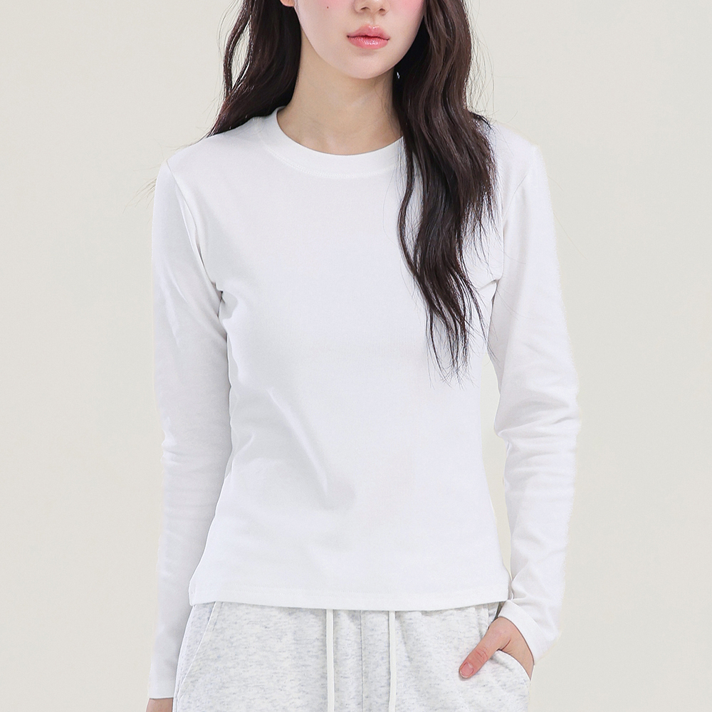 여성 레이어드 흰티 긴팔 기본티 면 이너 티셔츠 3XL - 상품 이미지