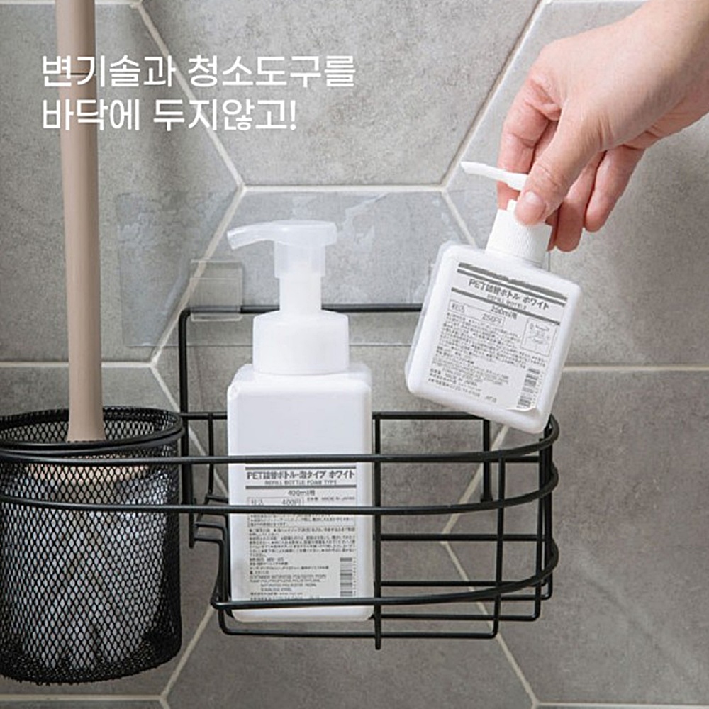 욕실정리함 무타공 접착식 메탈 물빠짐 수납바스켓 박대표마켓 - 상세 이미지 3