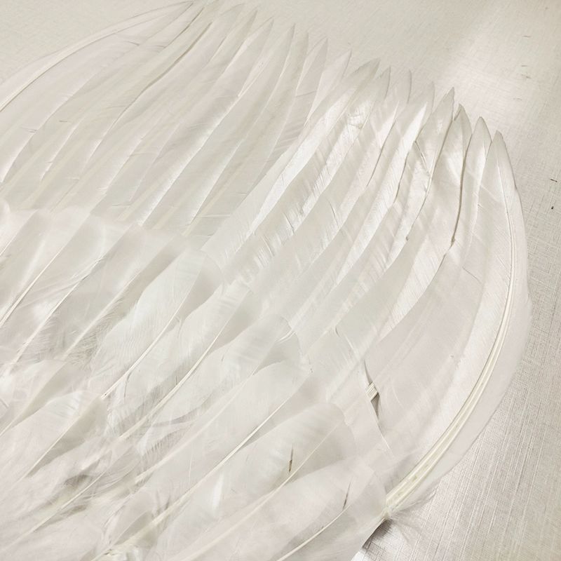 제갈량부채 복날 자연풍 소장용 땡볕 새털 깃털 화이트 3단 (24x44cm) 공예용 팬 - 상세 이미지 2