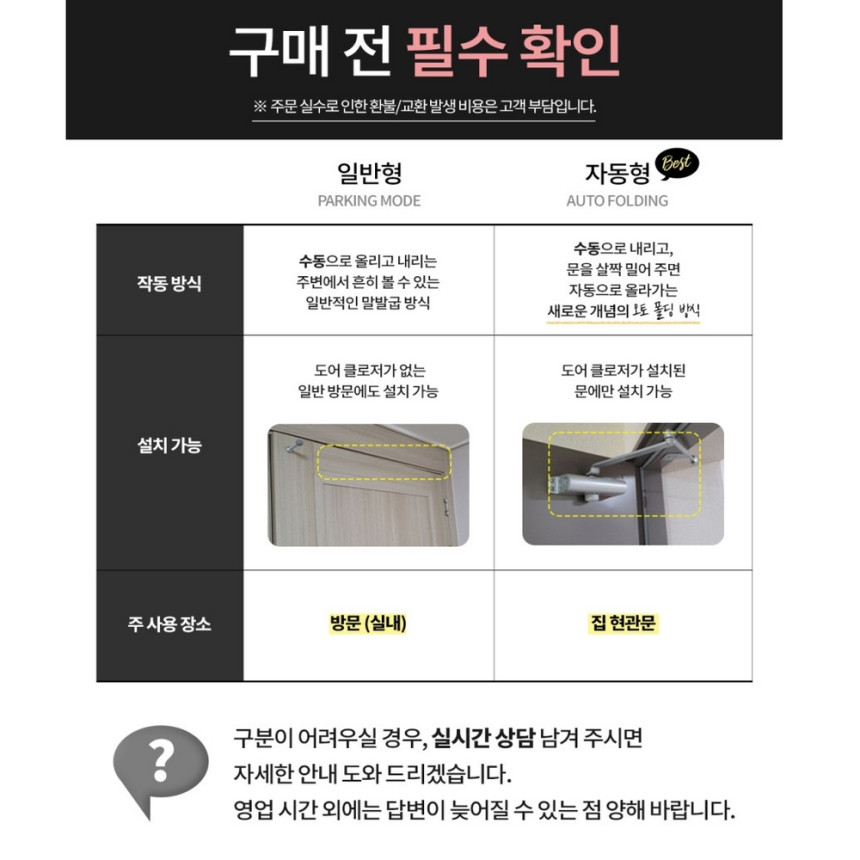 무타공 도어스토퍼 힙톡 현관 말발굽 반자동 블랙 사진 6