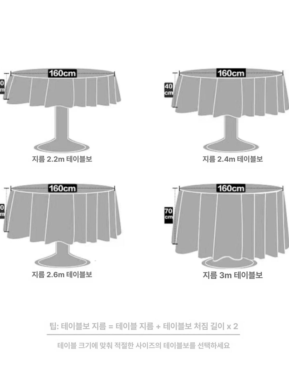 테이블 식탁보 원형 호텡용 특대형 4인용 업소용 초대형 브라이트레드 1.2m - 상세 이미지 5