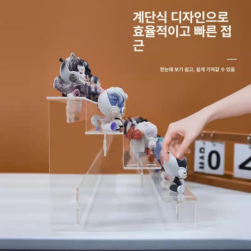 아크릴 계단식 진열대 투명 4단 스탠드 받침대 피규어 향수 네일아트 소품 정리 전시대 2단 29cm - 상세 이미지 3