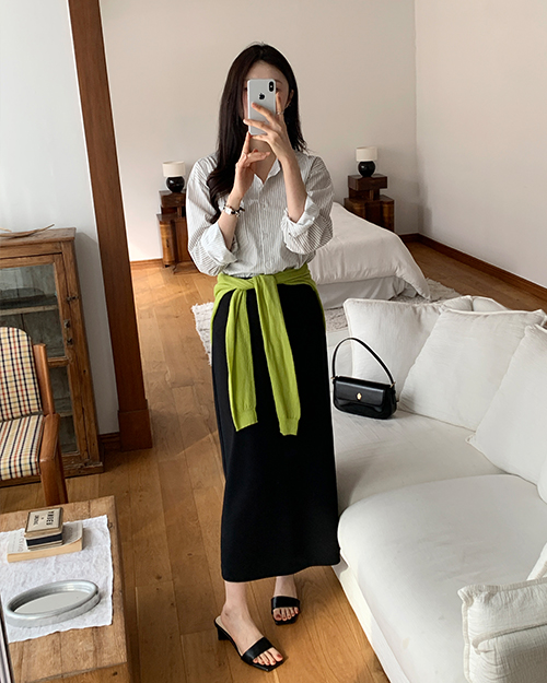 롱 스커트 봄 스커트 여름 스커트 데일리 스커트 밴딩 스커트