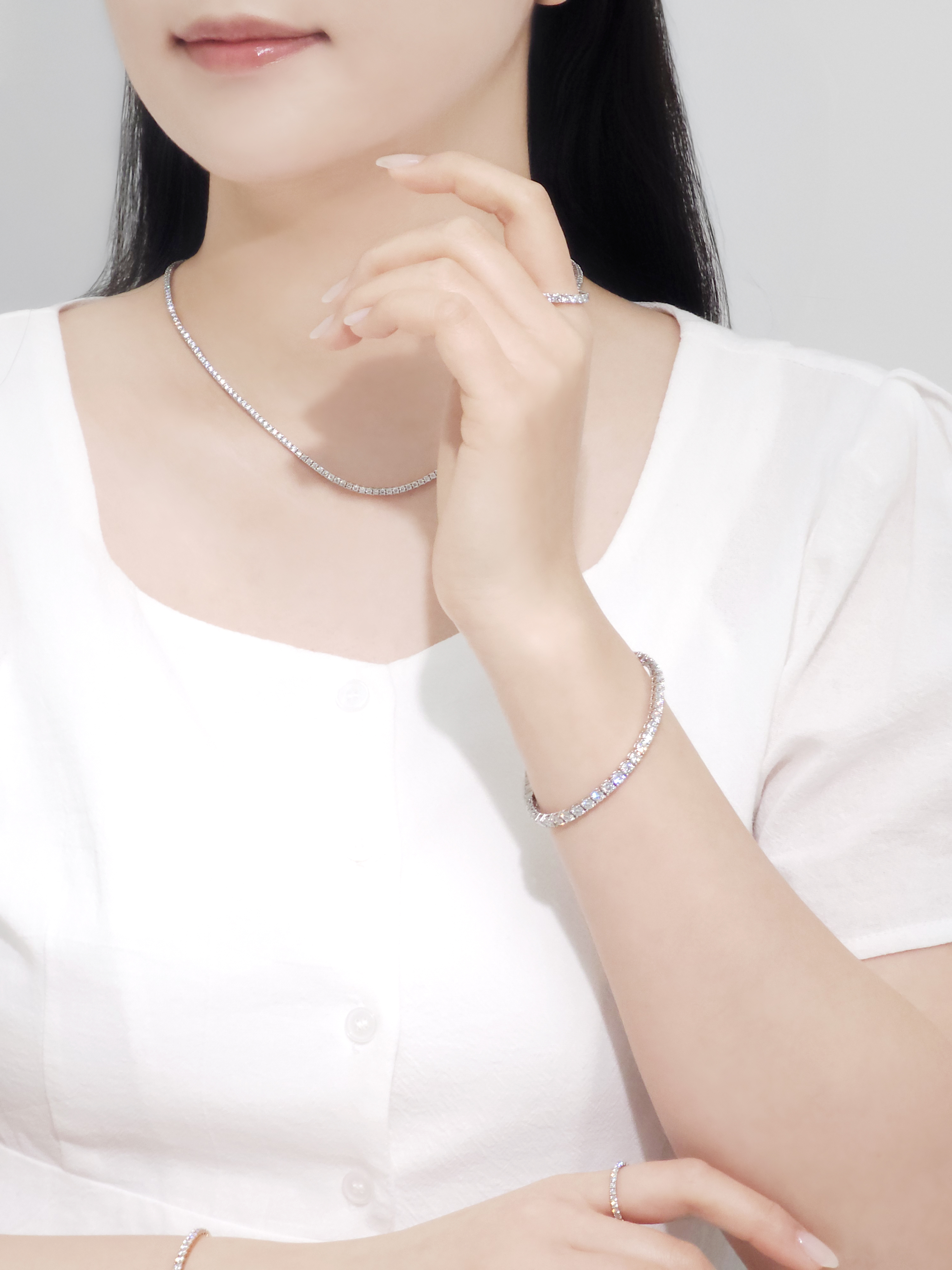 2부 랩다이아몬드 뱅글 텐션 테니스 팔찌 14k 18k 이미지 6
