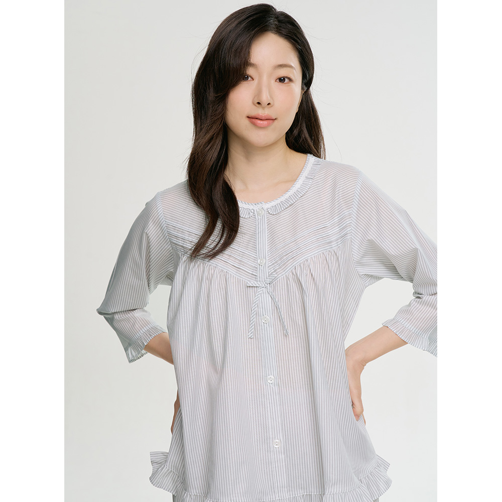 그레이ST 7부 순면 빅사이즈 여성 잠옷 파자마 세트 이미지 3