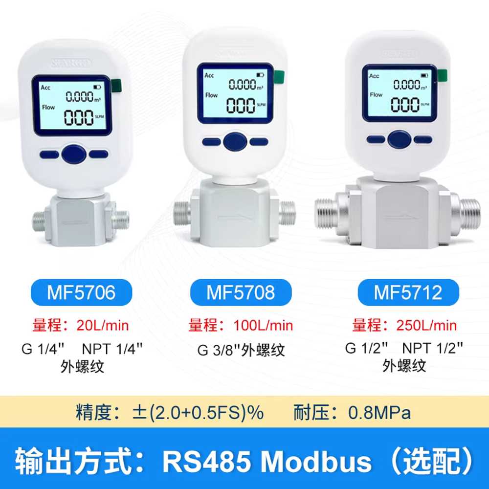 가스유량계 질소 이산화탄소 측정 와류 징량 테스터 MF5706 20L/min G1/4 포트 - 상세 이미지 3