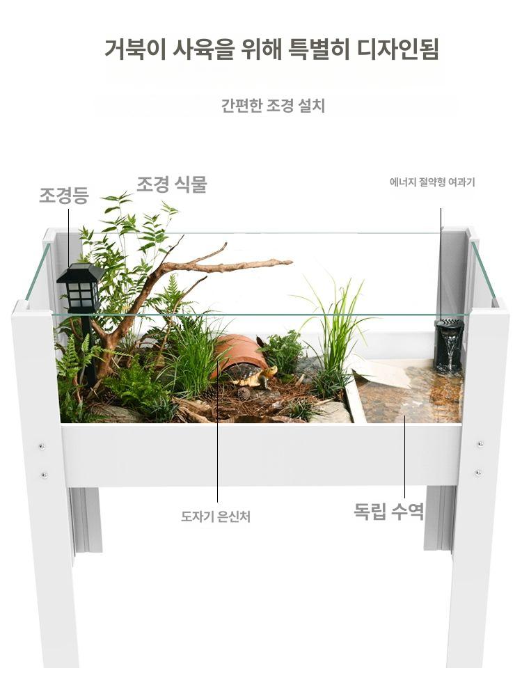 아쿠아쉘 대형 거북이 사육장 반수생 수족관 수조 어항 80cm 조경 포함 - 상세 이미지 2