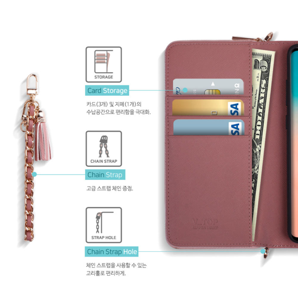 스트랩 지갑형 카드 케이스 블랙, 갤럭시 점프3-M44-A14 공용 - 상세 이미지 3