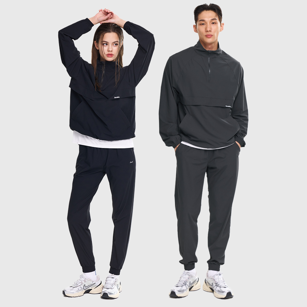 남자 여성 러닝 아노락세트 경량 스트레치 자켓 조거팬츠 러닝 등산 트레이닝복 - 상품 이미지