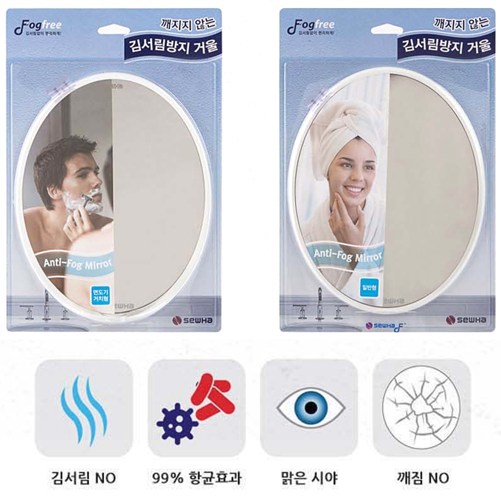 세화 거울용 김서림 차단 방지 벽걸이 거울 항균 안티포그 욕실 화장실 보조거울 면도기거치형 - 상세 이미지 4