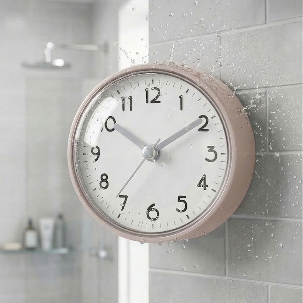 화장실 욕실 방수 시계 무타공 붙이는 부착 흡착 원형