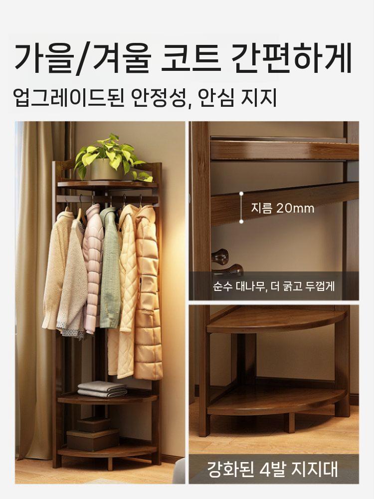 원목 코너 행거 옷걸이 원룸 스탠드 엔틱 공간활용 침실 수납 - 상세 이미지 2
