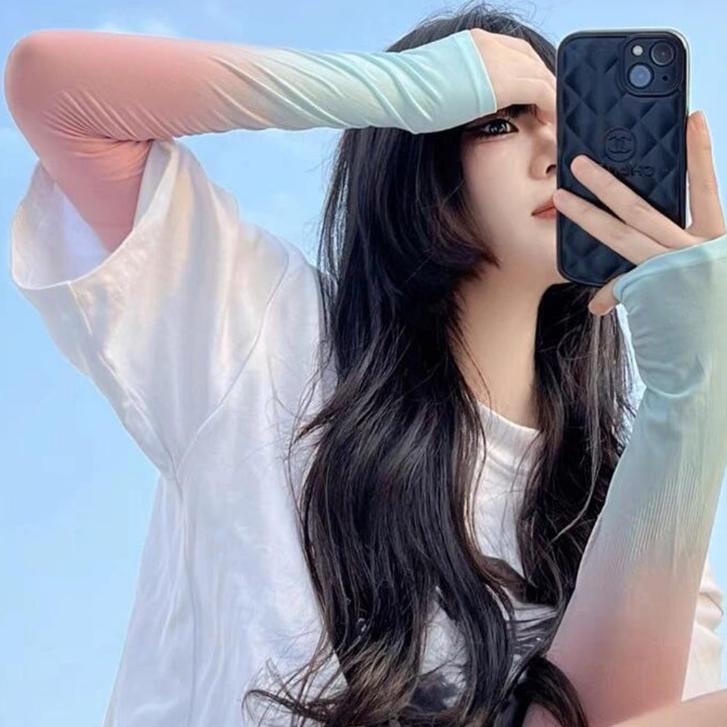 헐렁한팔토시 차량용 운전 쿨토시 손등 가리개 투톤 러닝 암슬리브 - 상세 이미지 4