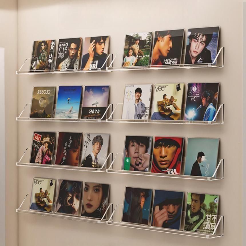 투명 아크릴 벽선반 벽걸이 인테리어 선반 CD 앨범 진열대 A.2개+무타공못 - 상품 이미지