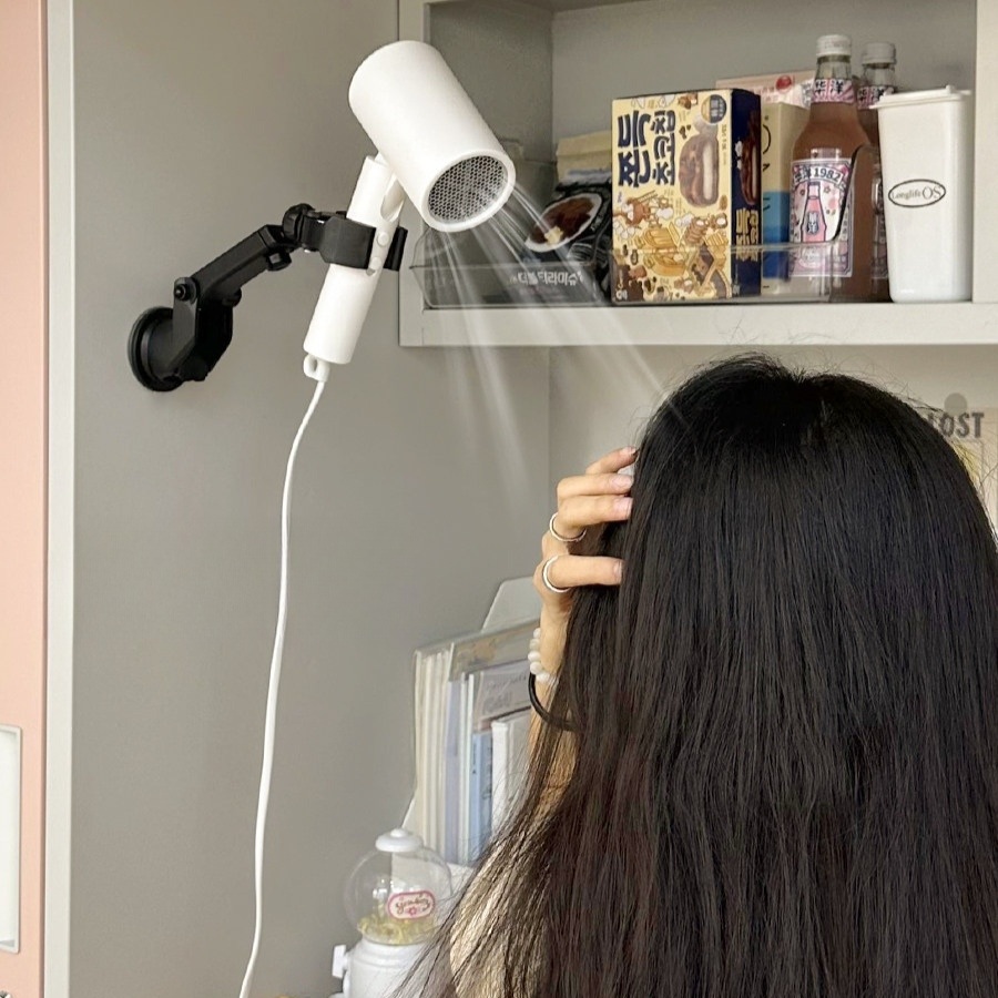 드라이기 핸즈프리 거치대 유연한 자바라암 테이블 선반 벽면 클립 고정 플라스틱 360도 - 상세 이미지 2