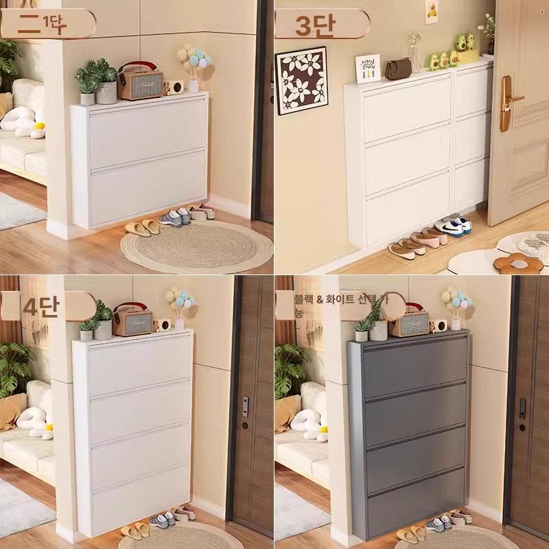 슬림 신발장 12CM 초박형 입구 수납 화이트 폭좁은 12cm 51cm 2단 (도장 화이트) - 상세 이미지 5