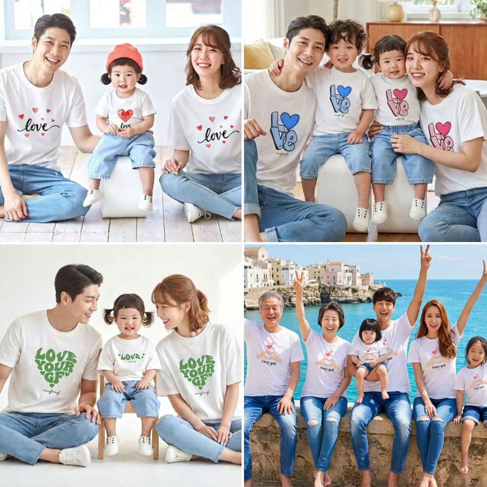 몽피마피 가족티 패밀리룩 돌촬영 여행 사진의상 반팔 맨투맨 칠순 팔순 - 상품 이미지