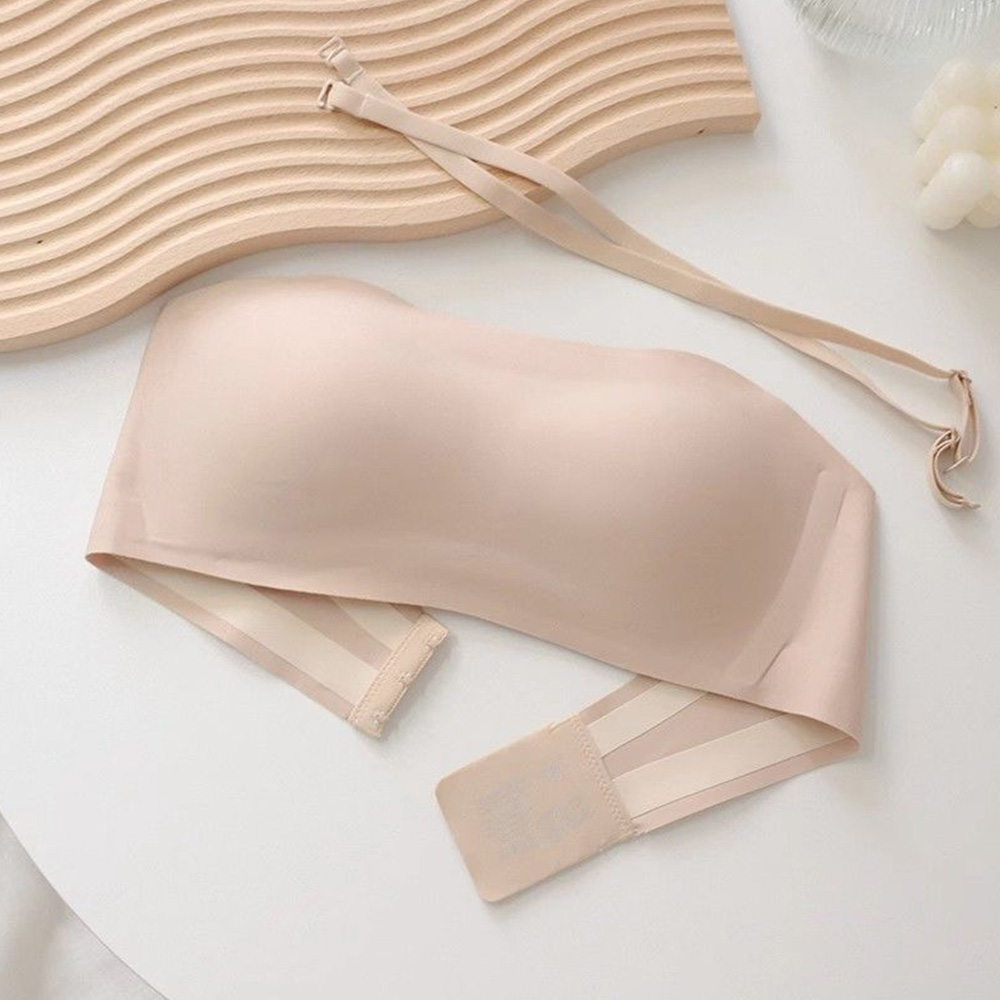오프숄더 압박브라 웨딩촬영속옷 끈없는 노끈 노와이어 튜브탑 한복 자세 - 상세 이미지 4