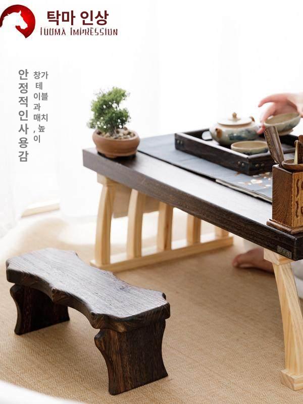 명상의자 나무 요가 좌식 집중 원목 낮은 무릎 기도 롱타입 어린이 신발 벤치 - 상세 이미지 3