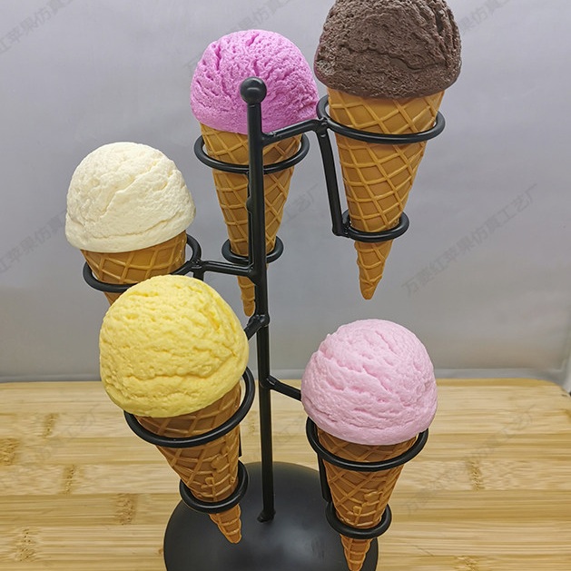 카페 아이스크림 콘 실물같은 컬러풀 젤라또 모형 디저트 진열용 철제 거치대 세트 인테리어 - 상품 이미지