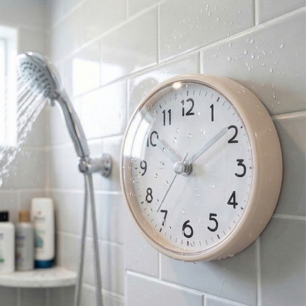 화장실 욕실 방수 시계 무타공 붙이는 부착 흡착 원형