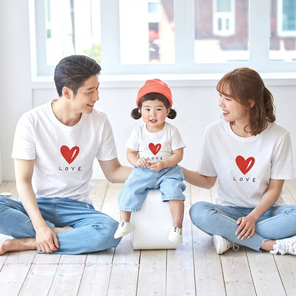 몽피마피 허그러브 가족티 패밀리룩 돌촬영 여행 사진의상 반팔 맨투맨 - 상세 이미지 2