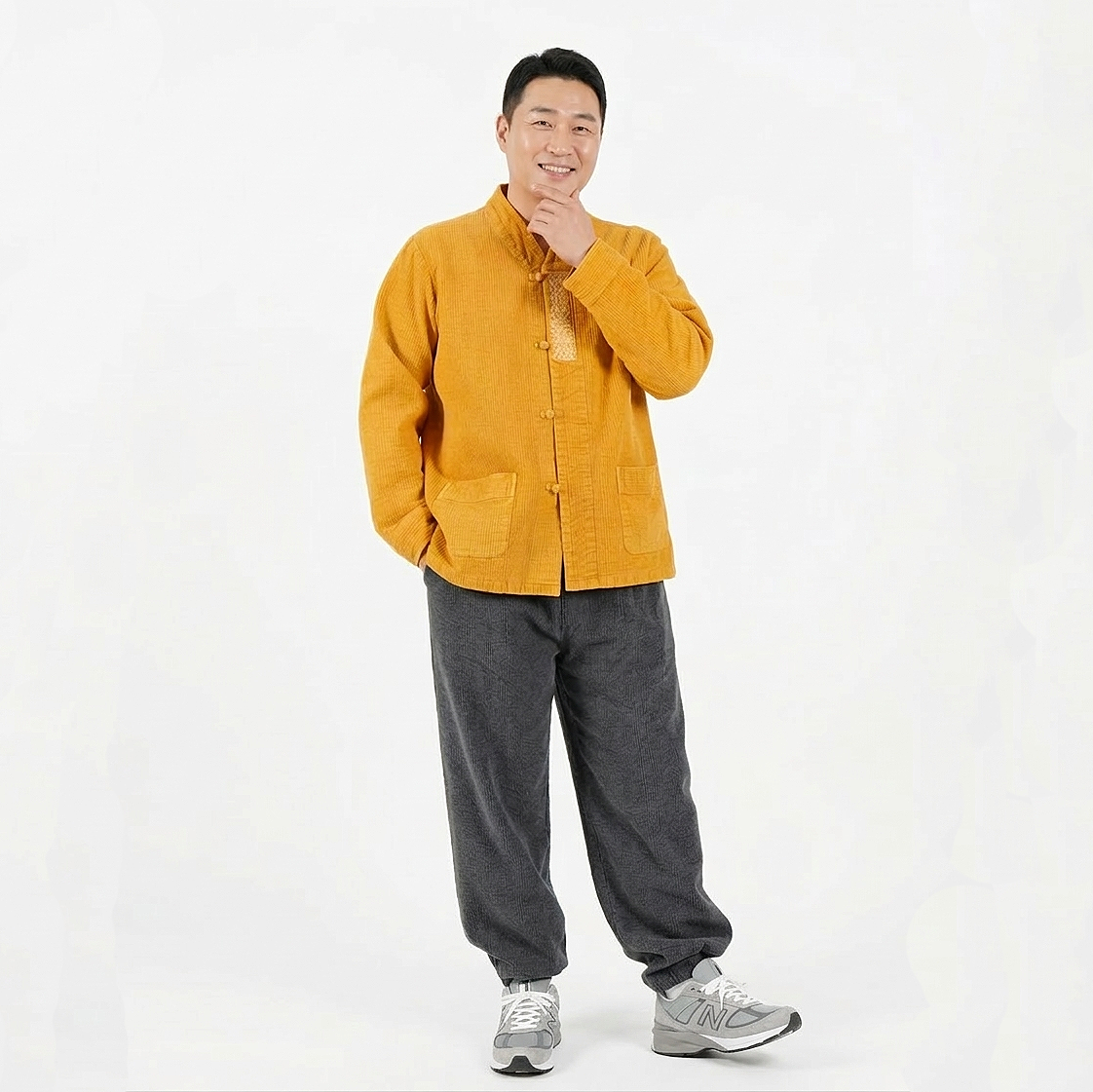 봄 가을 생활한복 V넥 저고리 바지 세트 남녀공용 이중직 4mm - 상품 이미지