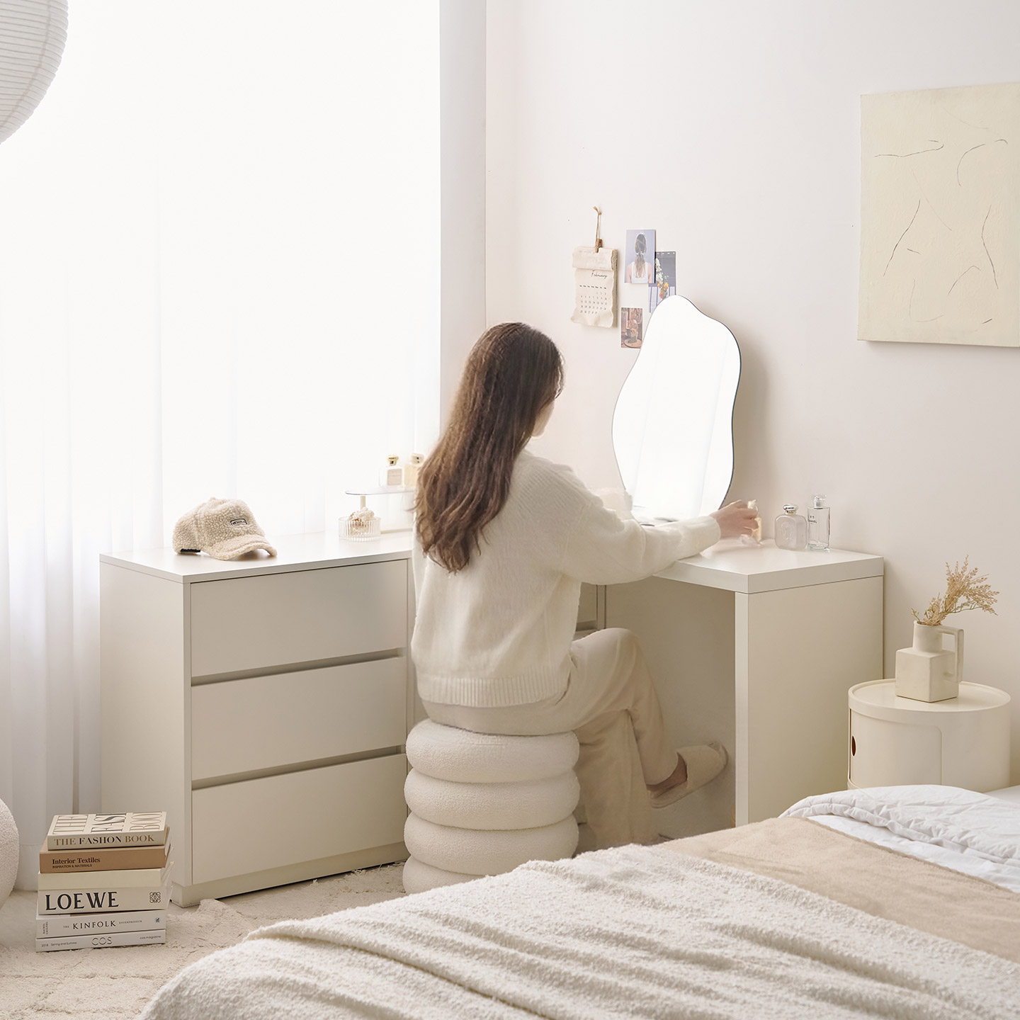 모디카 에센트 와이드 서랍장 1200, 6단, 크림화이트 이미지 7