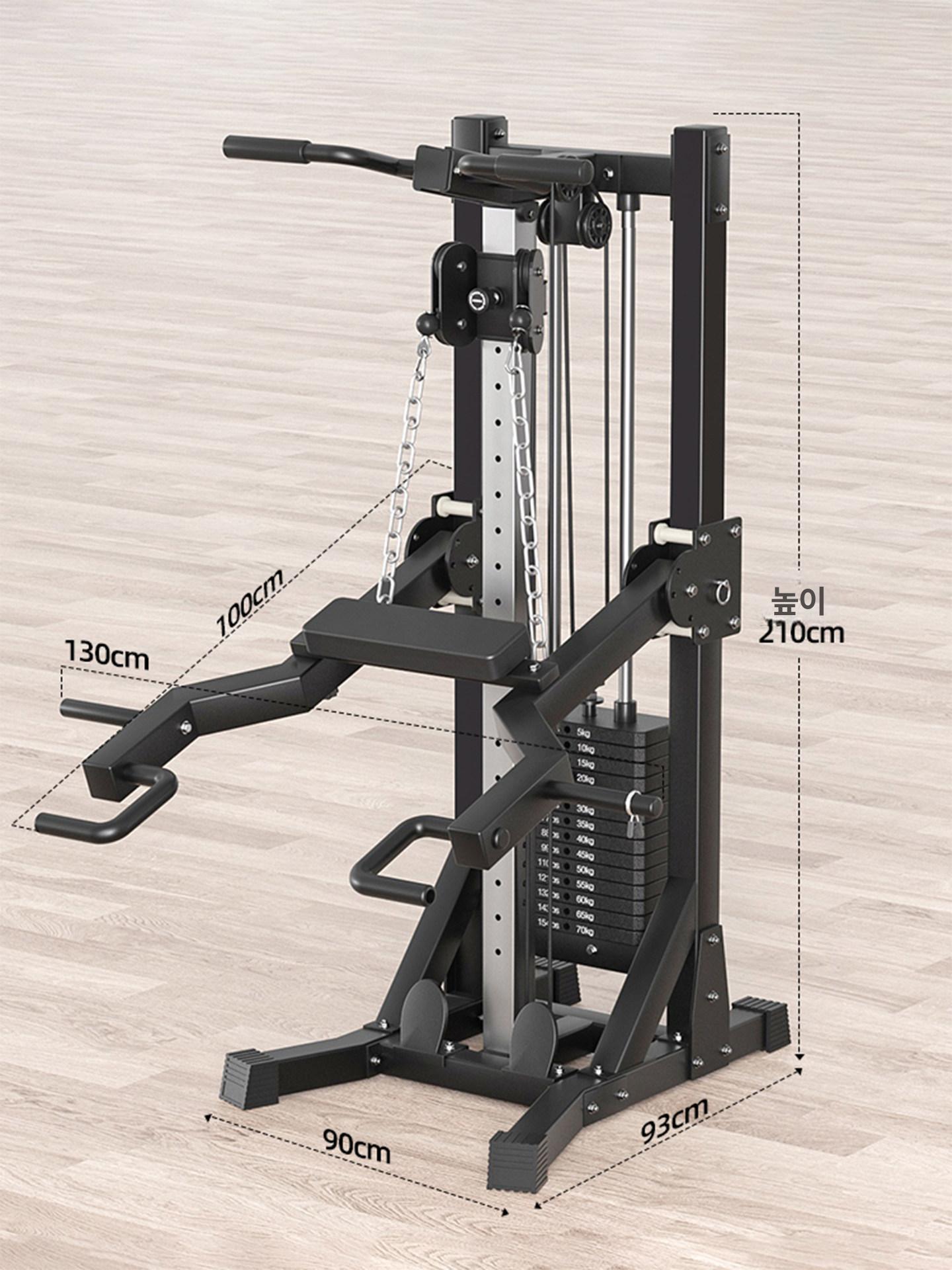 가정용 시티드로우 케이블 머신 홈짐 피트니스 디럭스 모델+70KG 친환경 무게+덤벨 벤치 - 상세 이미지 5