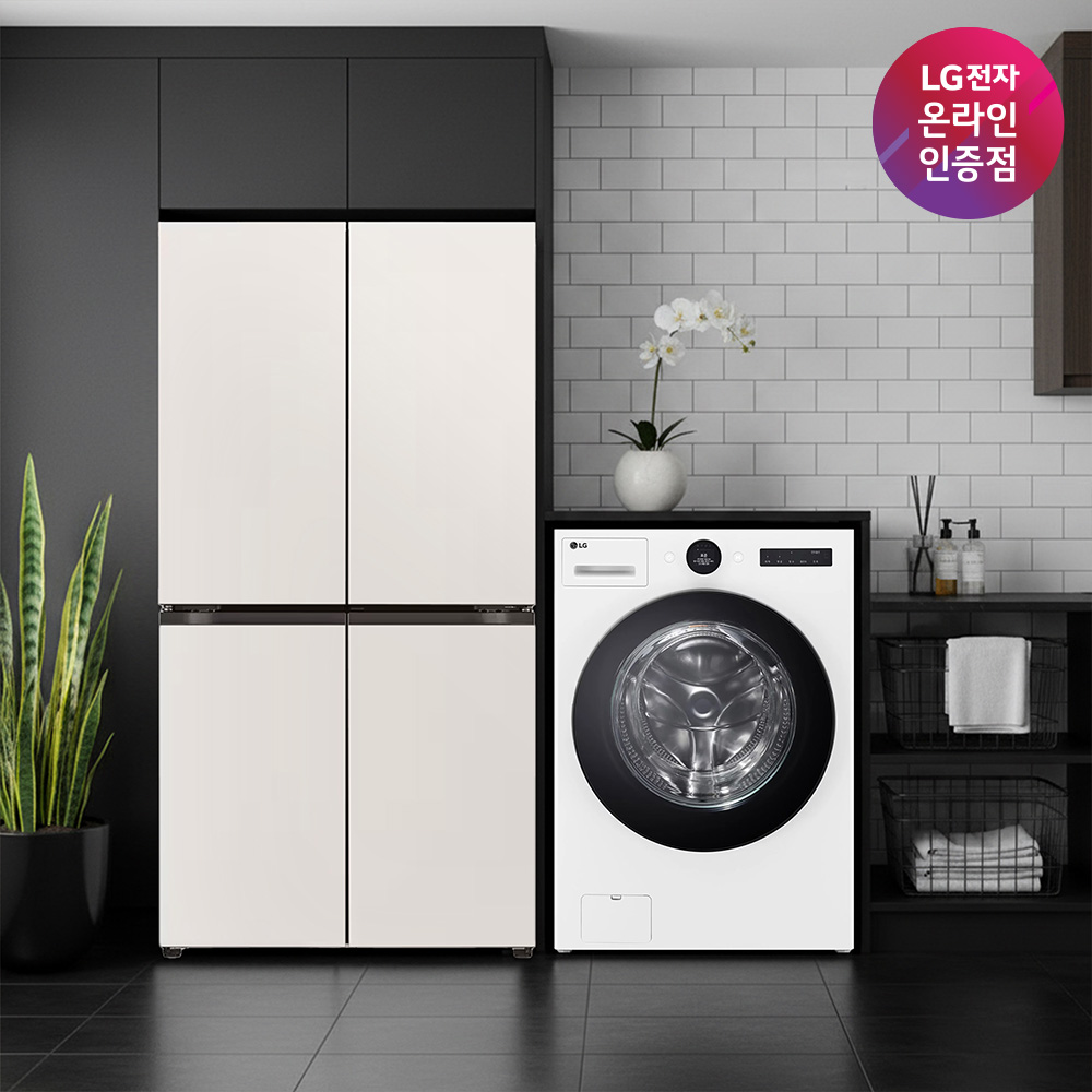 LG 디오스 오브제컬렉션 매직스페이스 냉장고 + LG 트롬 워시콤보 (T875MEE111 + FH25WA)