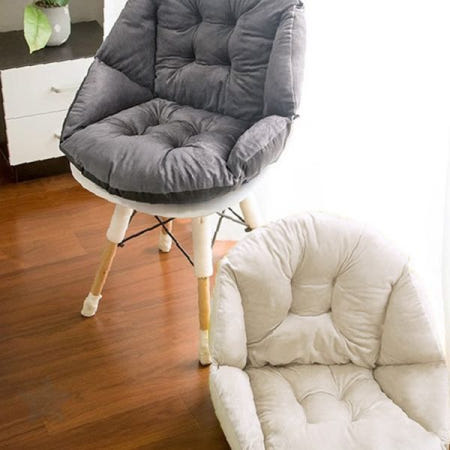 벨벳 원형 방석 등받이 일체형 의자 쿠션 두툼한 충전재 고정 끈 부착 거실 서재