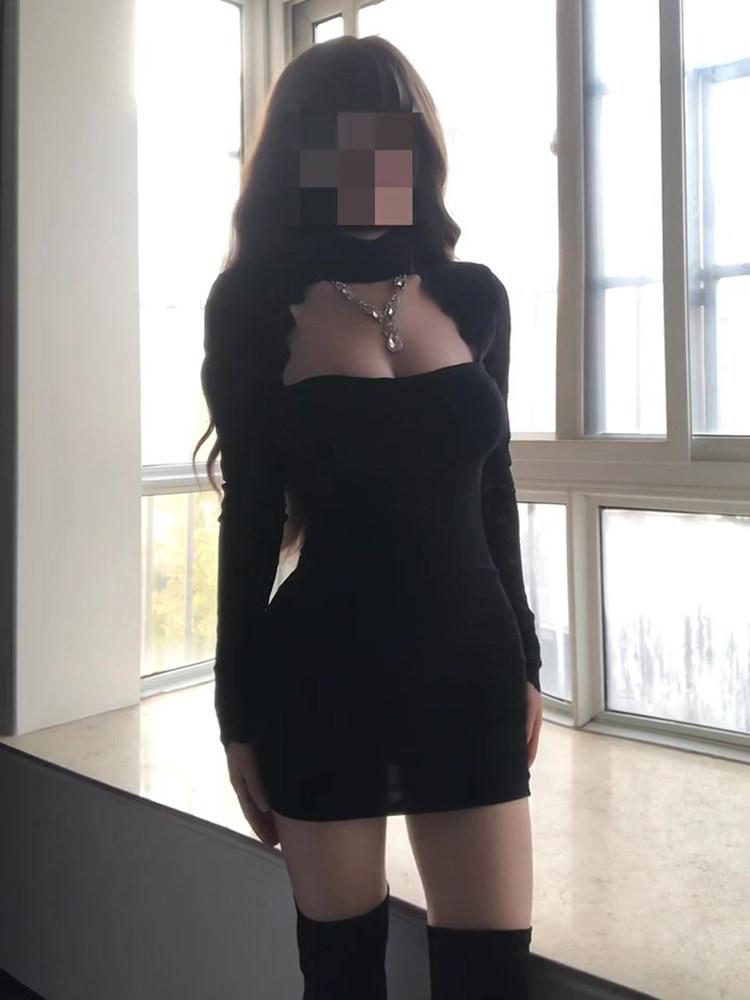 홀터넥 섹시 미니 원피스 클럽의상 - 상세 이미지 4