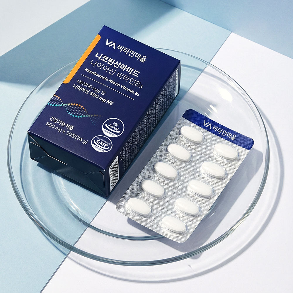 [6개월분] 비타민마을 고용량 500mg 니코틴산아미드 나이아신 비타민b3 30정, 6개 이미지 2