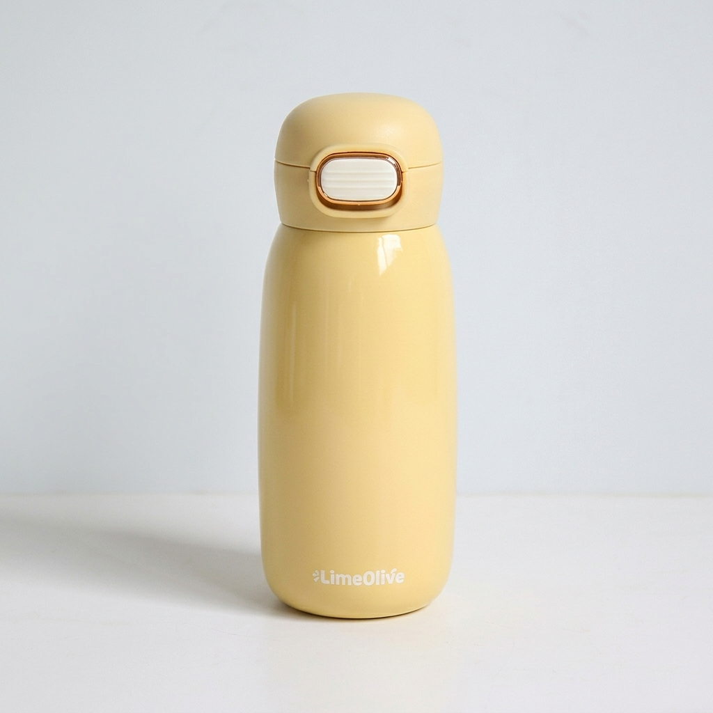 어린이 텀블러 원터치 초등 물병 물통 우주인 350ml, 옐로우 - 상품 이미지