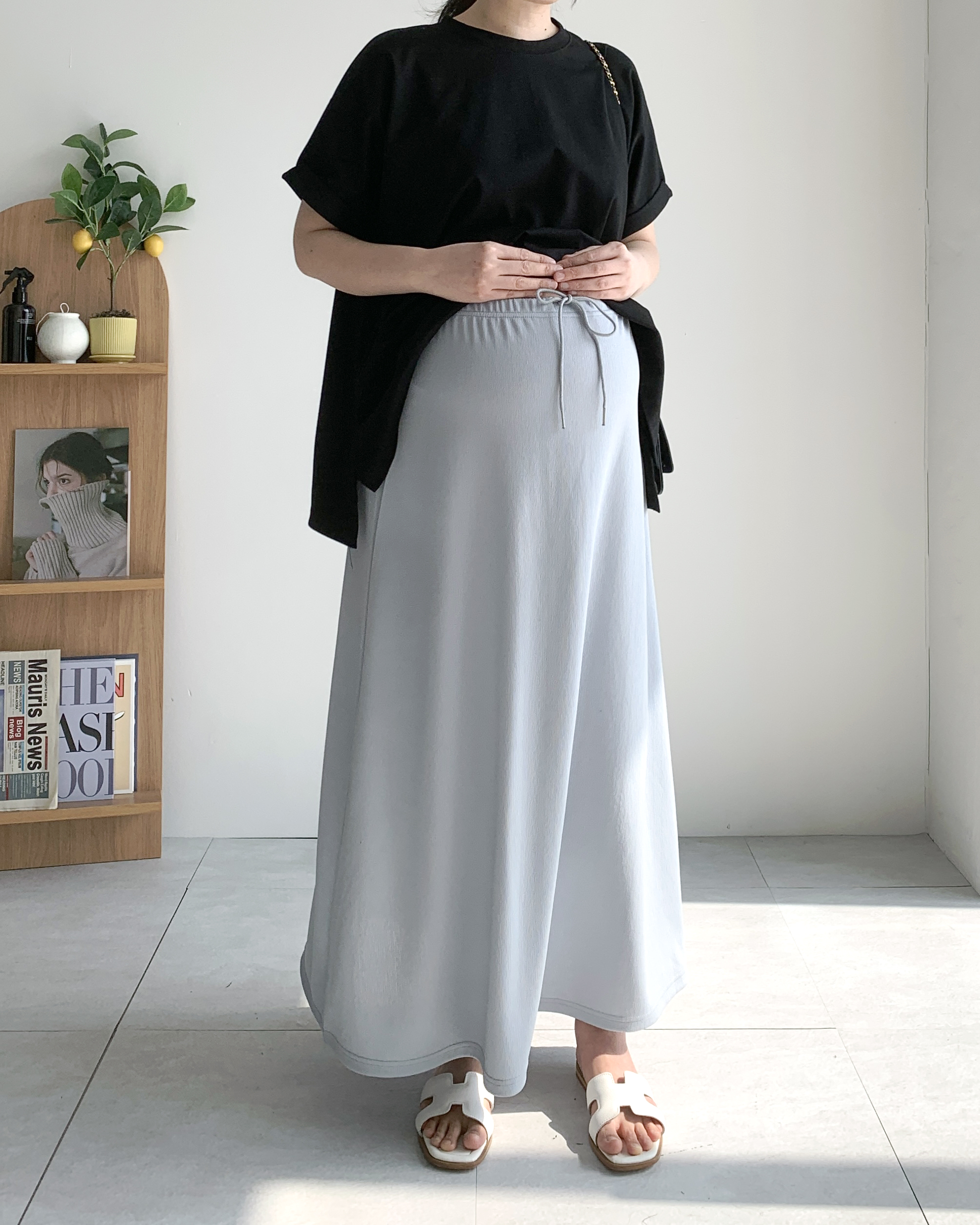 [2SIZE] 소라 임산부스커트 임부복치마 A라인롱스커트 - 상세 이미지 4
