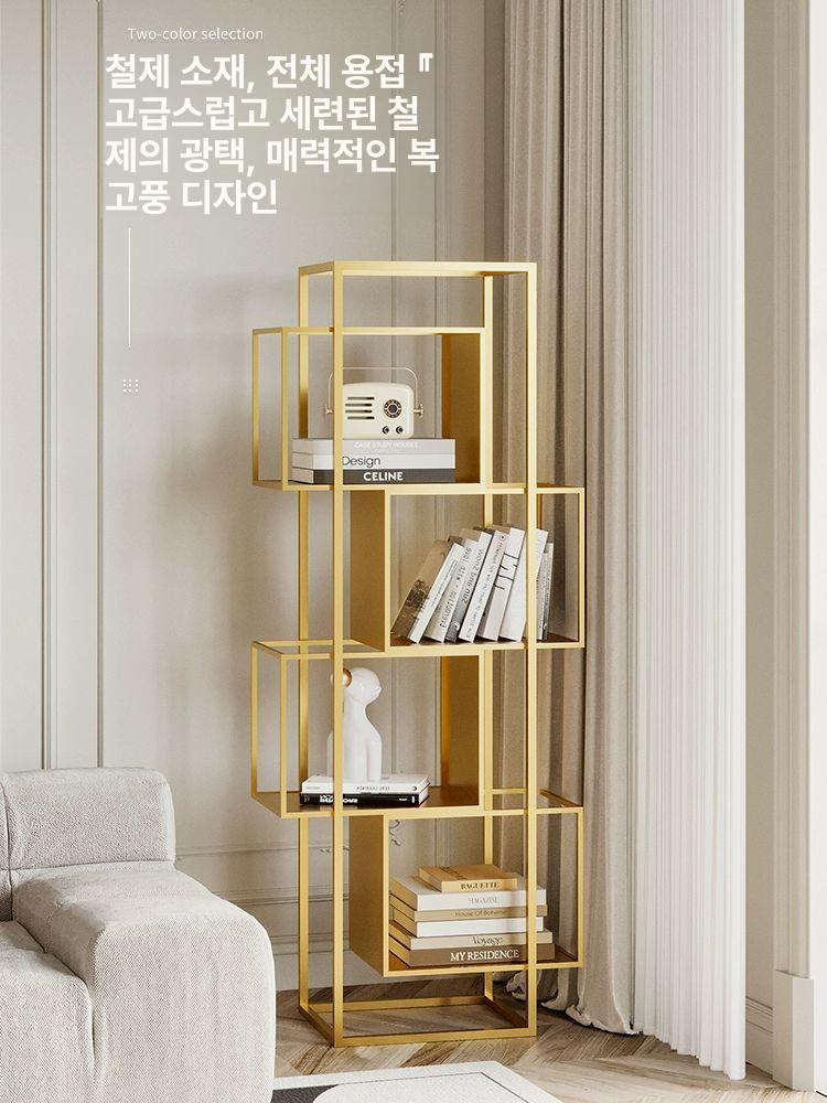 미드센츄리 책장 진열대 선반 책꽂이 거실 북타워 크림색(5 칸) - 상세 이미지 4