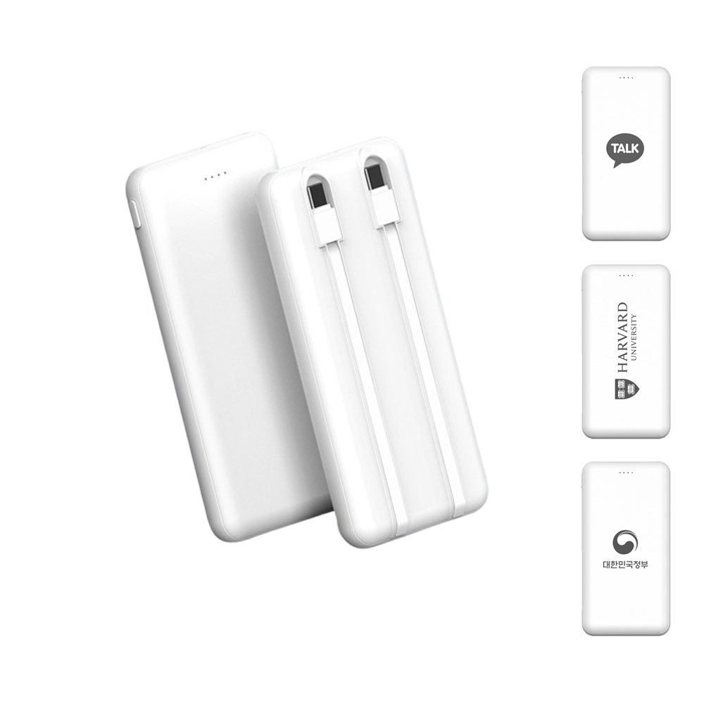보조배터리제작 인쇄 각인 홍보 기념품 프리미엄 2in1 보조배터리10000mAh CtoC - 상품 이미지