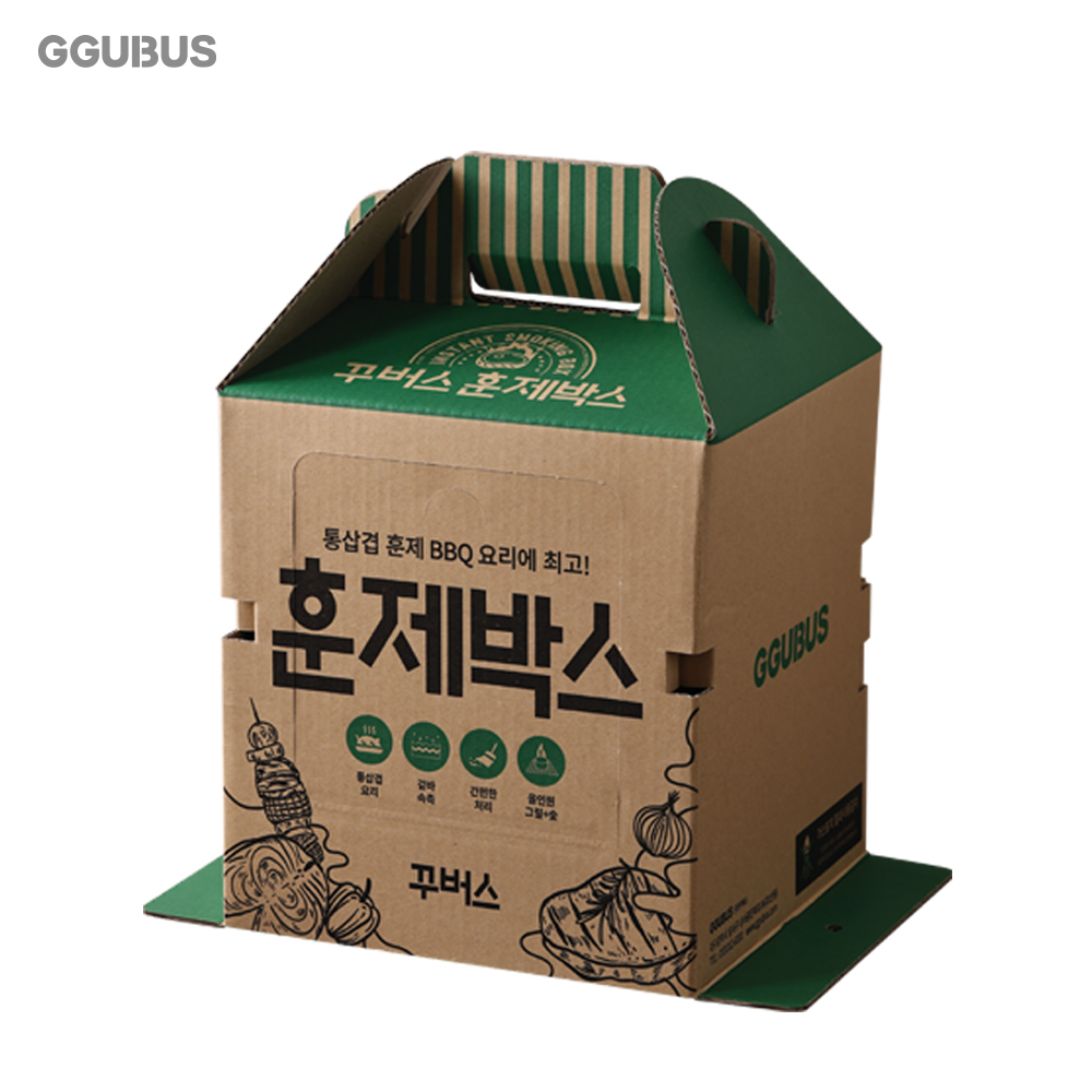 꾸버스 훈제박스 바베큐그릴 캠핑 일회용 접이식 훈제 직화 오리지널 BBQ - 상세 이미지 2