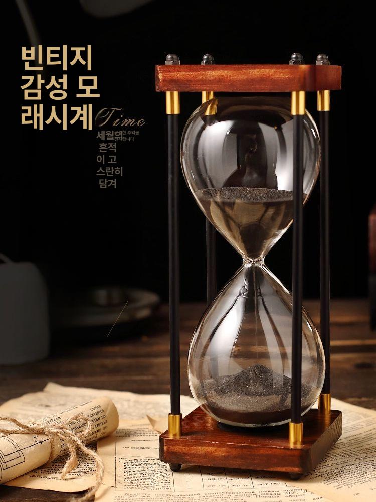 모래 시계 작은 1시간 타이머 장식품 찜질방 소형 화이트 샌드 [15분] - 상세 이미지 2