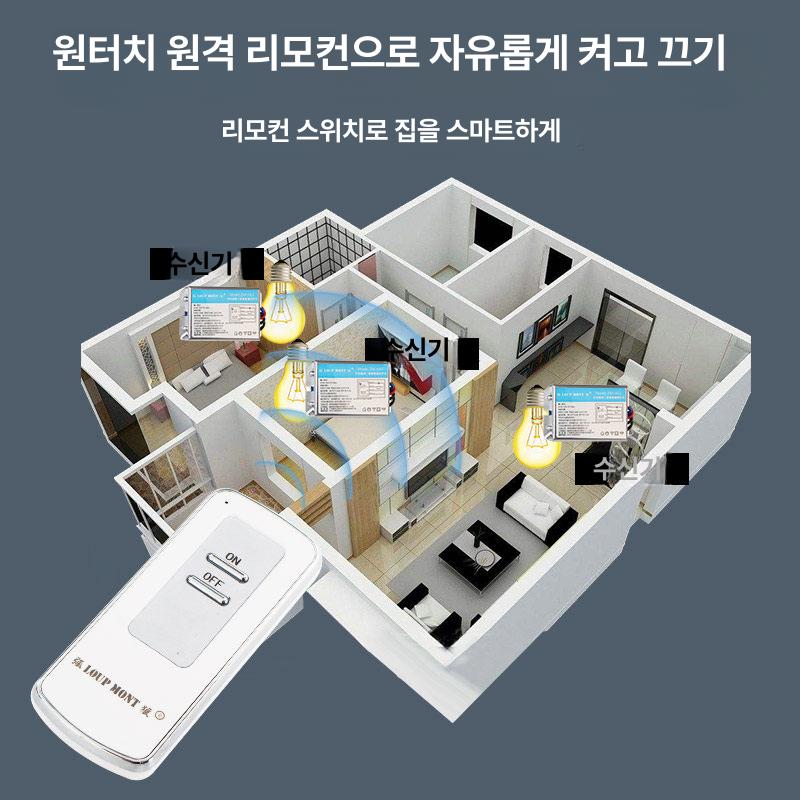 리모콘 원격스위치 무선 전등 조명 터치 불끄기 스마트스위치 리모컨 수신기1 + 리모컨1 - 상세 이미지 5