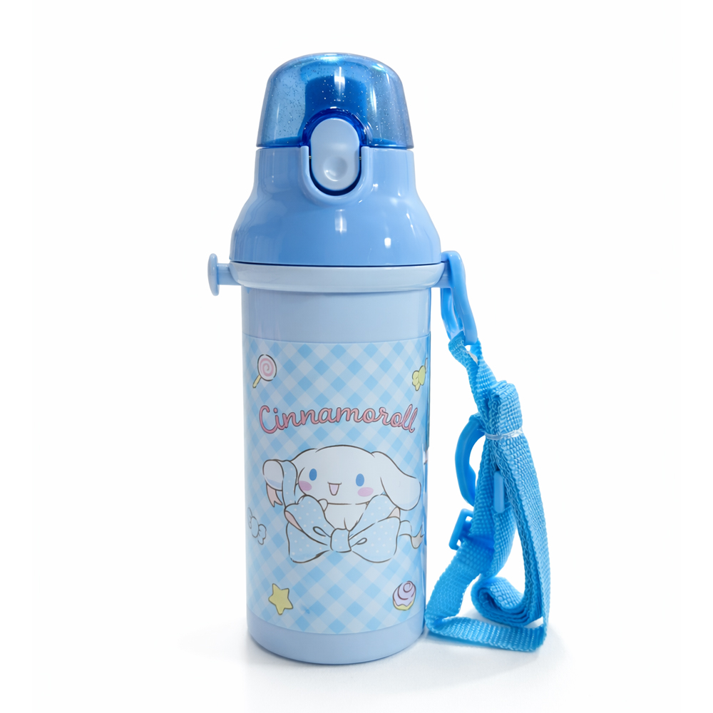 산리오 캐릭터 원터치 어린이 물병 어깨끈 유치원 소풍 물통 480ml, 시나모롤 - 상세 이미지 3