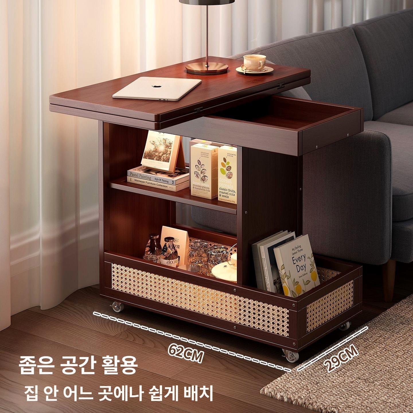 이동식 거실 수납테이블 보조탁 틈새 간이 사이드테이블 회전식 접이식 사이드 테이블 B - 상세 이미지 5